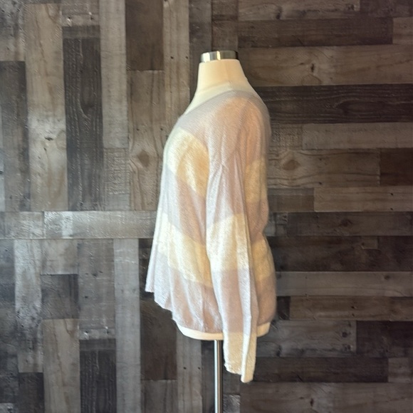 Free People pastel stripe long sleeve sweater medium boho violet cream Softgirl - Picture 7 of 11